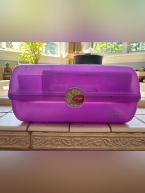 Vintage Caboodles Jellies Purple Sparkle Translucent Makeup Case Box Travel